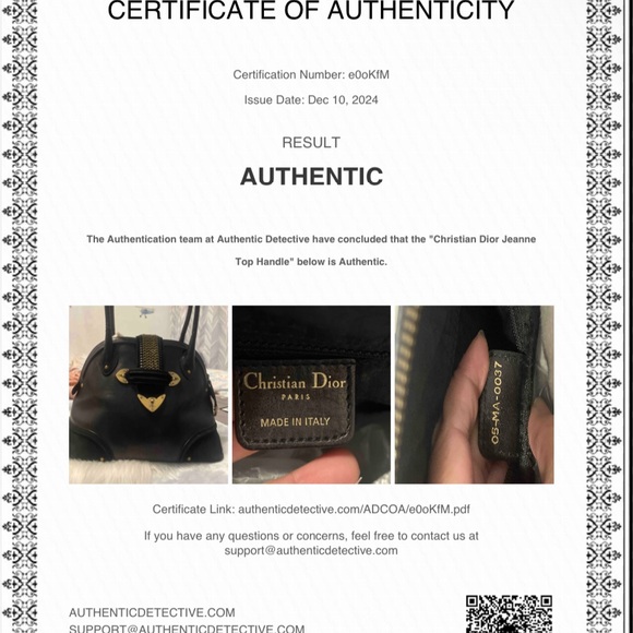 CHRISTIAN DIOR JEANNE HANDBAG W/ COA - Picture 14 of 14